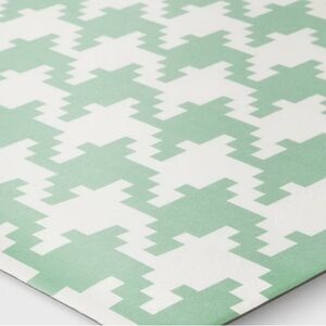 Home Essentials Green and White Geometric Tablecloth